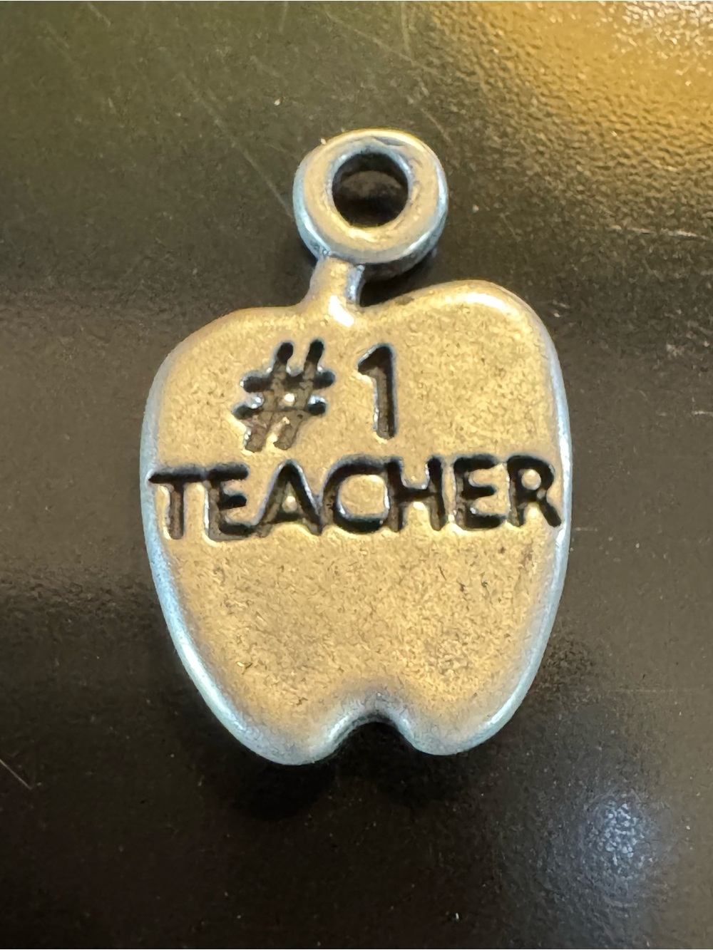 Vintage Sterling Silver #1 Teacher Apple Charm Pendant - 925 SJC